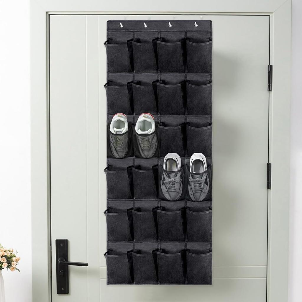 The organizer of the shoe storage bag wall 24 bag rack has clothes and shoe pendants installed on the back wall door toy storage