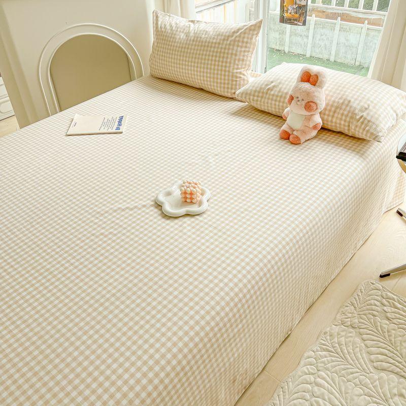 Ins Striped & Plaid Bed Sheet, Minimalist Bedding for Single Double Student Dorm and Home Use