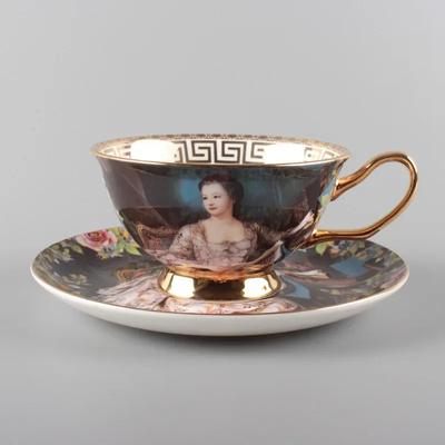 Set Ceașcă și Farfurie de Cafea European, Ceașcă Ceramică Retro din Porțelan Osos, Ceai cu Flori Phnom Penh, Ceașcă pentru Latte, Ceai Britanic de După-amiază.