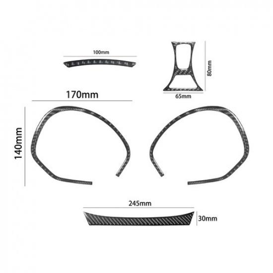 5Pcs Carbon Fiber Interior Speedometer Cover Trim For Ford Fiesta 2011-2015