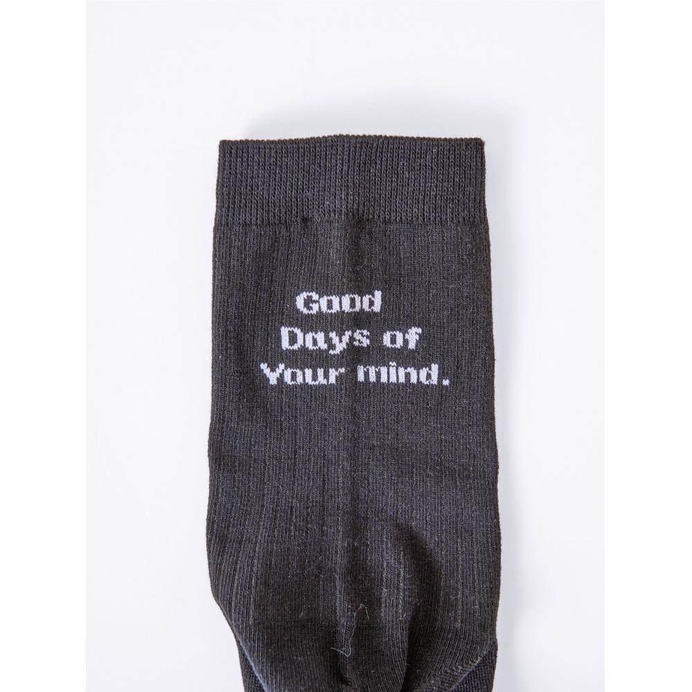 Daiso Womens Lettering Mid Calf Socks Black