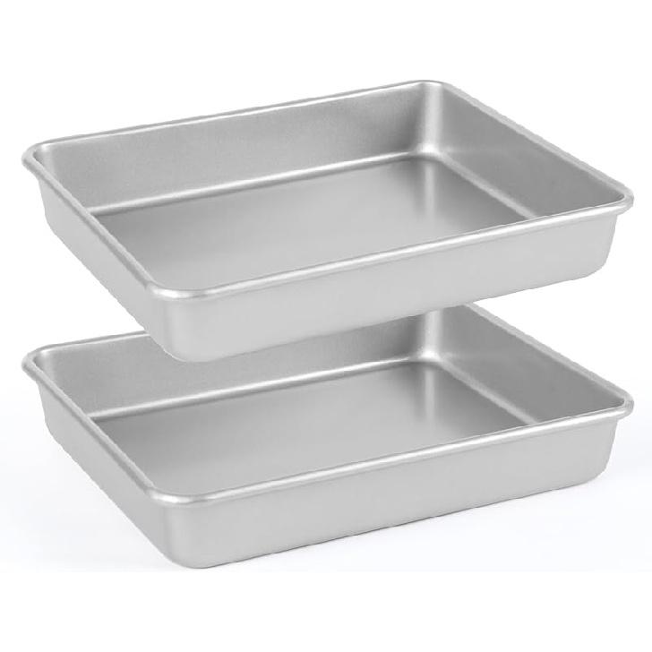 Nonstick Rectangle Cake Pan, 9x11 Inch Baking Pan, Deep Lasagna Pan, Bread Pan Toaster Oven Tray Bakeware, Heavy Duty Baking Sheet Pans, 11x9x2 Inch, 11 x 9 x 2 inch