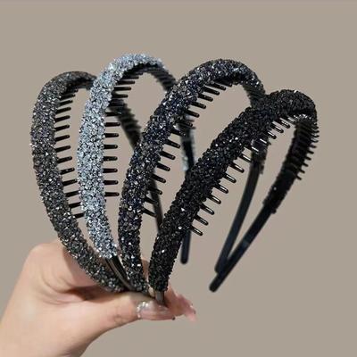 Strass Haar Hoop Mode Frauen Kopfbedeckungen Rutschfest mit Zähne Haarband Glänzendes Stirnband Haar Zubehör