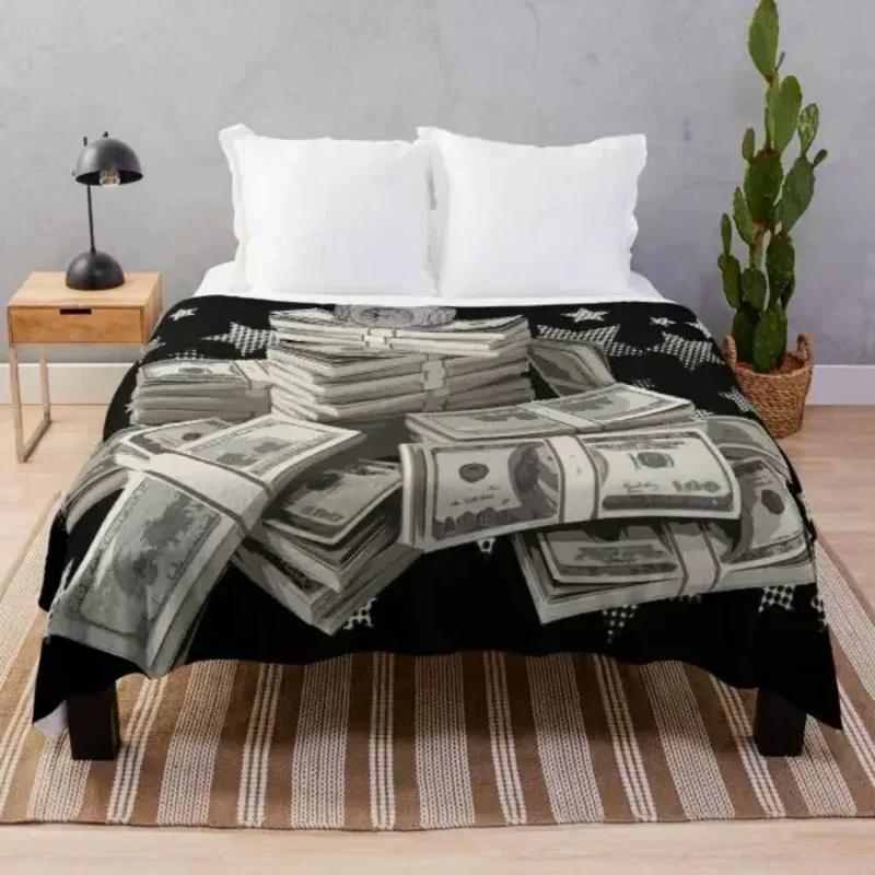 Dollar Geldschein Muster Flanelldecke Superweich Warm Leichtgewicht Königin-Größe für Bett Sofa Couch Decke für Teenager