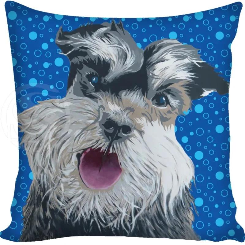 Cartoon Funny Dog Schnauzer Fashion Style Square Pillowcase Zipper