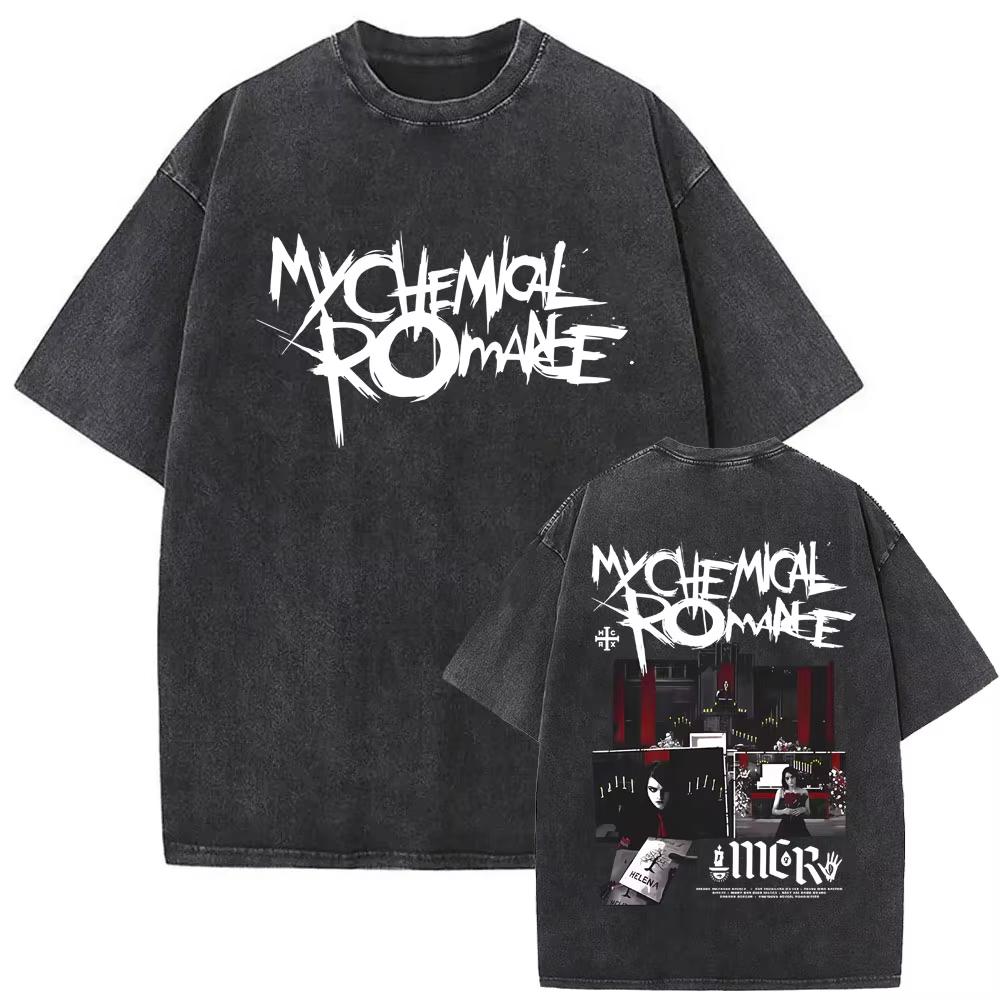 Washed Vintage Rock Band My Chemical Romance The Black Parade Tour  Tshirt Mens Women Fashion Punk Emo Oversized T Shirts