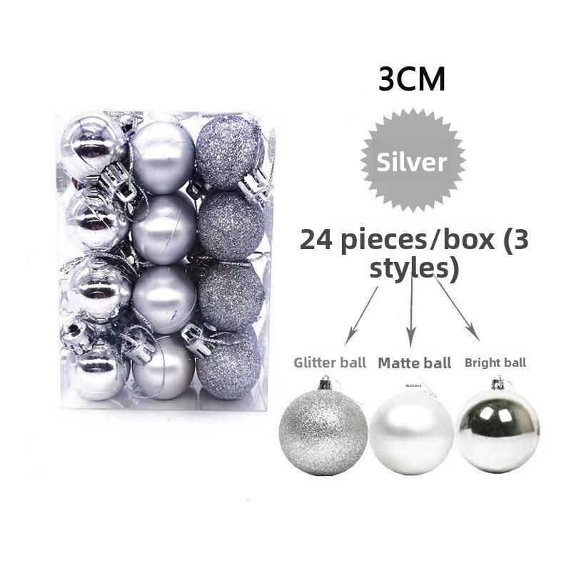 30mm Pack 24 Christmas Matte And Glitter Decor Ball Festival Props Atmosphere