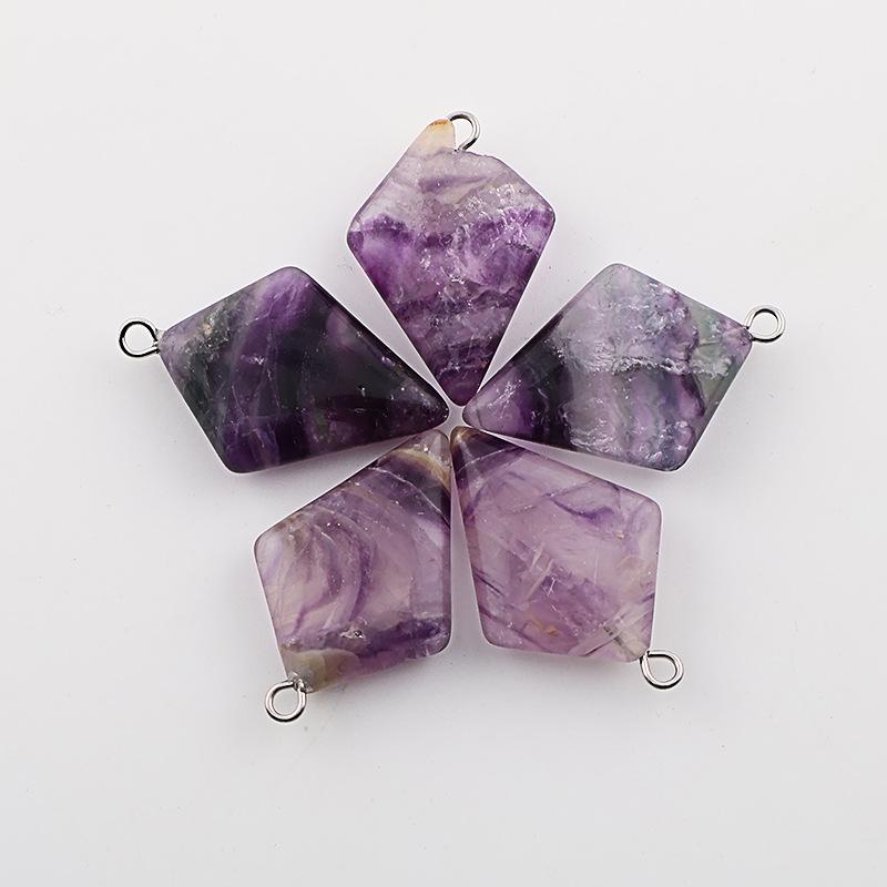 Natural Stone Rhombus Crystal Pendant for DIY Jewelry
