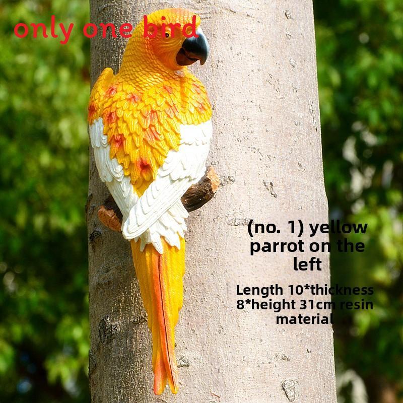 Botanical Resin Parrot Wall Hanging With Garden Style For Nature Decor