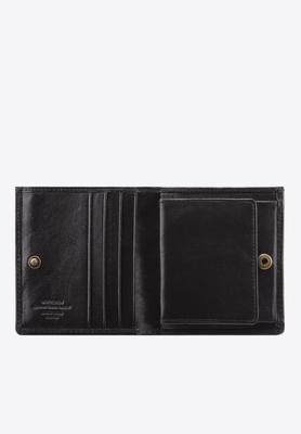 Wittchen Women's Leather Wallet With Coat Of Arms, Snap-On, Black, Natural Leather