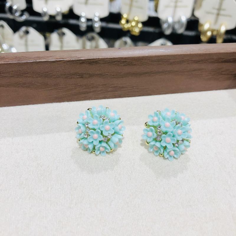 Милые серьги-пусеты с фиолетовыми цветами для женщин, темпераментные серьги-пусеты с цветами гортензии, модные элегантные украшения зелёный