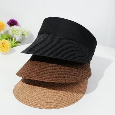 Wide Brim Straw Cap Women Portable Beach Sun Hat Roll-up Summer Casual Outdoor Sunscreen Visors Hat 2021 New