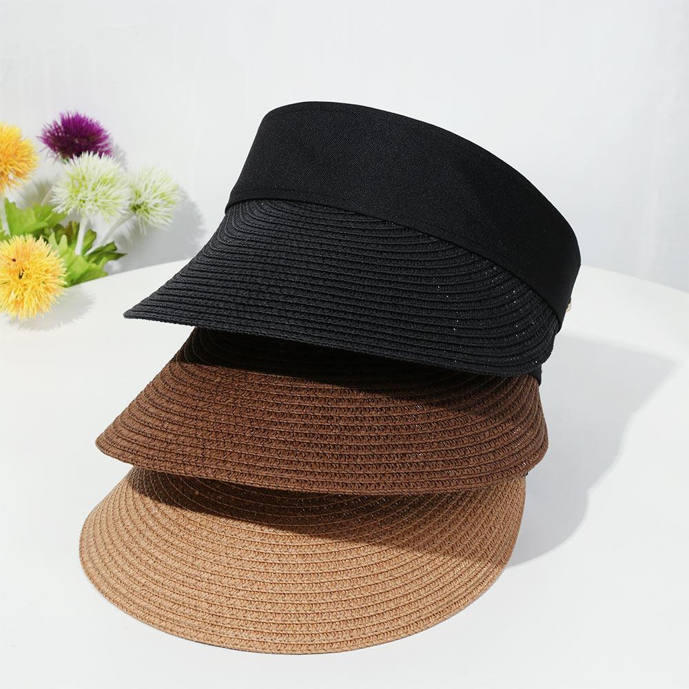 Casual Wide Brim Foldable Beach Hat Sun Hat Visors Straw Cap