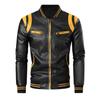 American-style PU leather jacket for men, men's jacket, American PU leather jacket, new stand-collar motorcycle apparel, versatile trendy