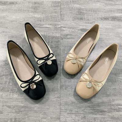 Fashion Flat Shoes for Women Spring and Autumn 2025 New Square Toe Bow Shallow Mouth Ballet Flat Shoes Plus Size Women's Shoes 41-43