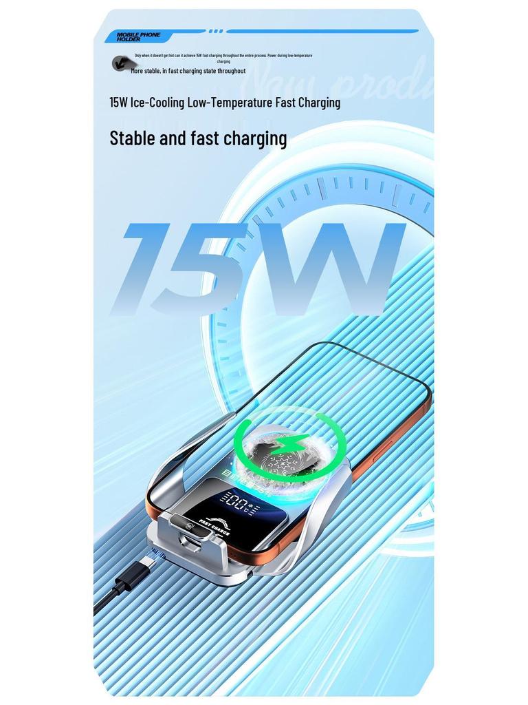 2026 Smart Car Phone Holder with 15W Wireless Charging and Auto Opening/Closing