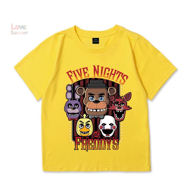 T-Shirt 4 To 14 Years FNAF At Freddys T Shirts for Children Humor T-Shirt Crewneck Tees Boys Girls Short Sleeve Tops