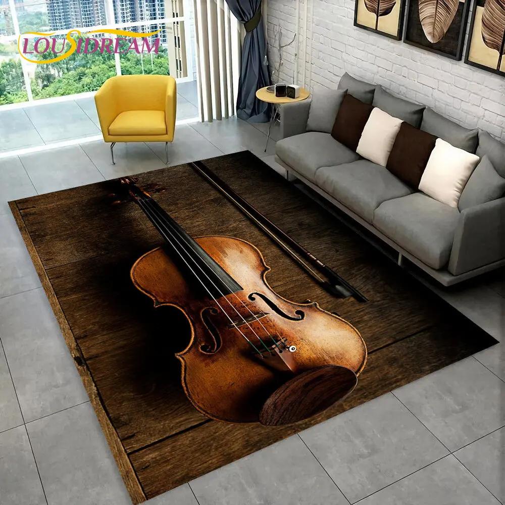 Classical Violin Instrument Music Area Rug,Carpet for Home Living Room Bedroom Sofa Doormat Kitchen Decor,kid Non-slip Floor Mat