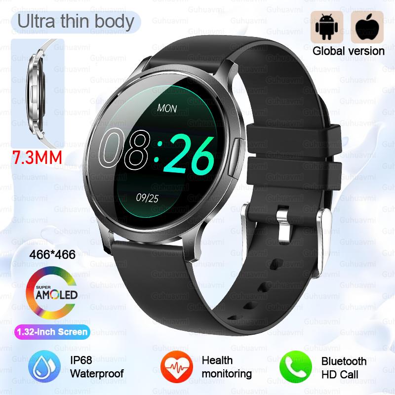 

Ladies Bluetooth Call Smart Watch Customized Dial Female Period Heart Rate Oximetry Monitor AMOLED HD Screen Smartwatch Men Original box чорний