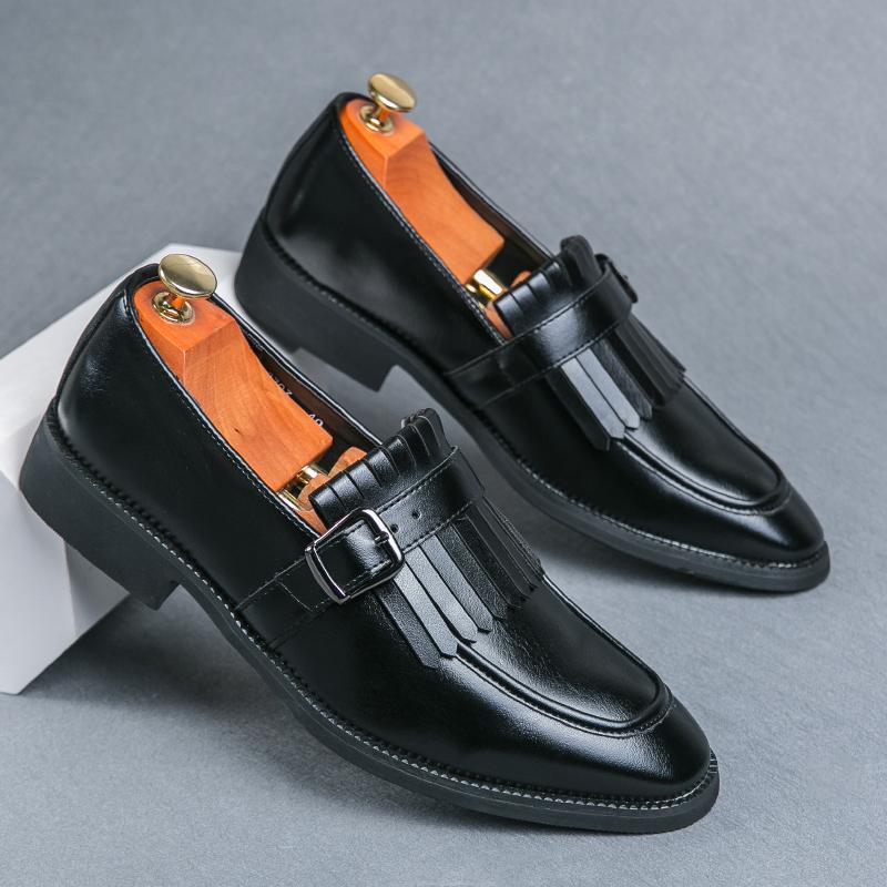 

Модная кожаная обувь для мужчин, из натуральной кожи, больших размеров, высококачественная дизайнерская формальная обувь, повседневная обувь, модная деловая 38 чёрный