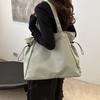 Minimalist Nylon Tote Bag with Drawstring Sides Large Capacity Shoulder Purse Versatile Daily Casual Bag for Women Work Commuter