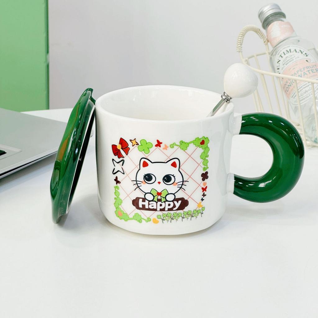 Cartoon Ceramic Cup with Magnetic Dolls Large Capacity High Temperature Resistance Mug Opening Small Gift Water Cup Small Animal Cup
