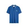 Letter Half-Collar Trimmed Short Sleeve Polo Shirt Men Polo Shirts Blue J324245C3B