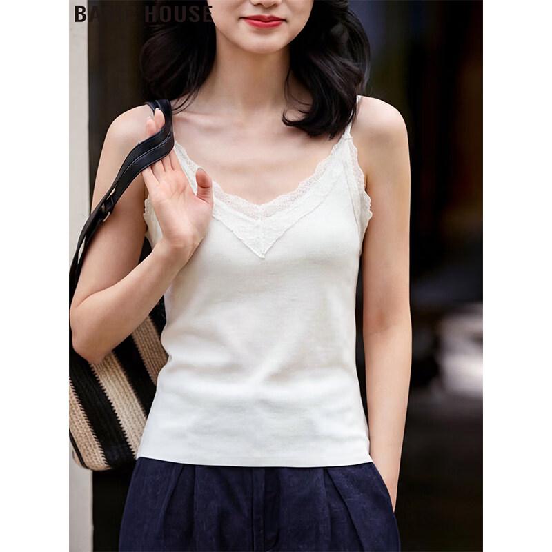 

Базовый женский топ-камзол Basic House с кружевом и V-образным вырезом из тенсела One Size