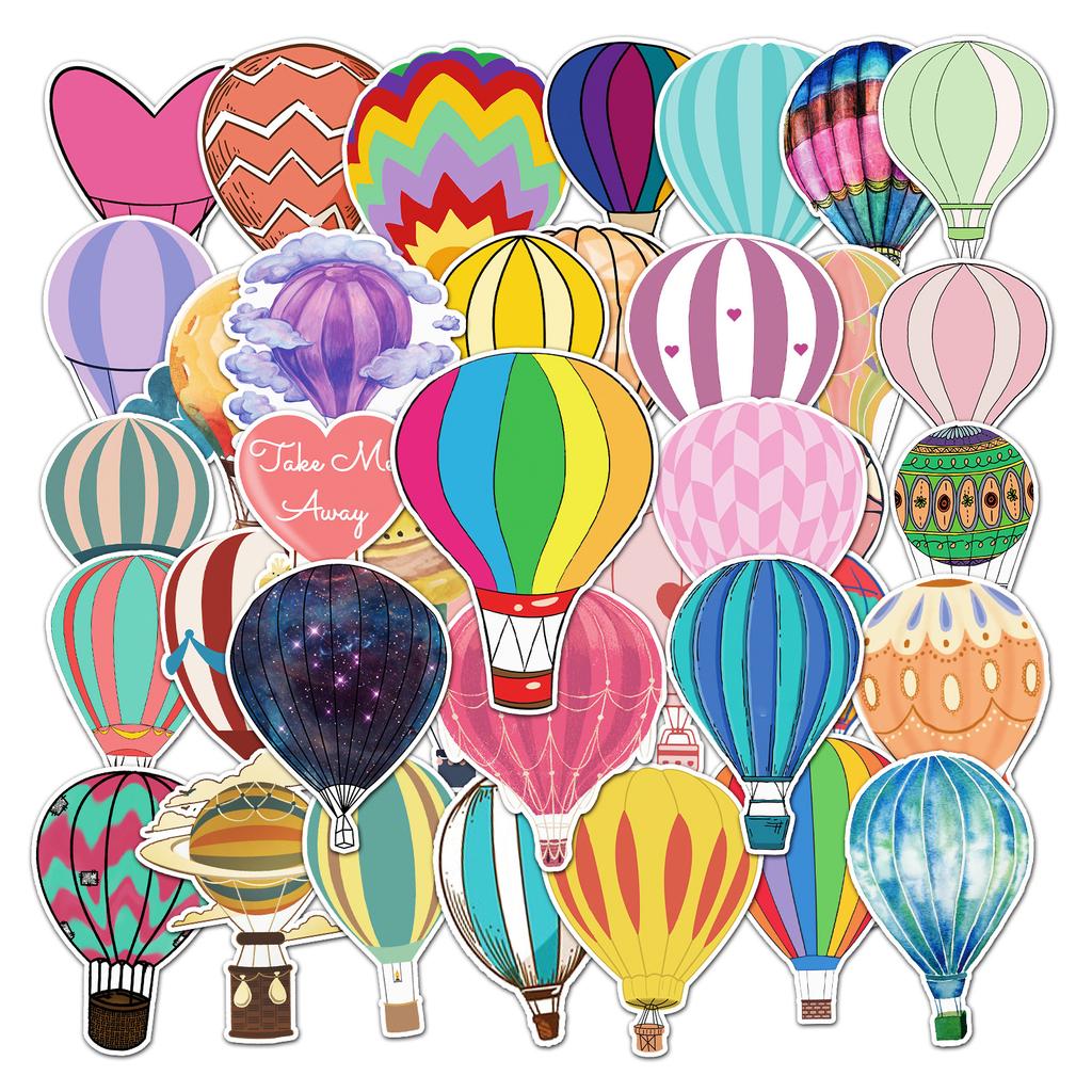 50 Hot Air Balloons Doodle Cartoon Fresh PVC Creative Guka Waterproof DIY Skateboard Water Cup Suitcase Sticker