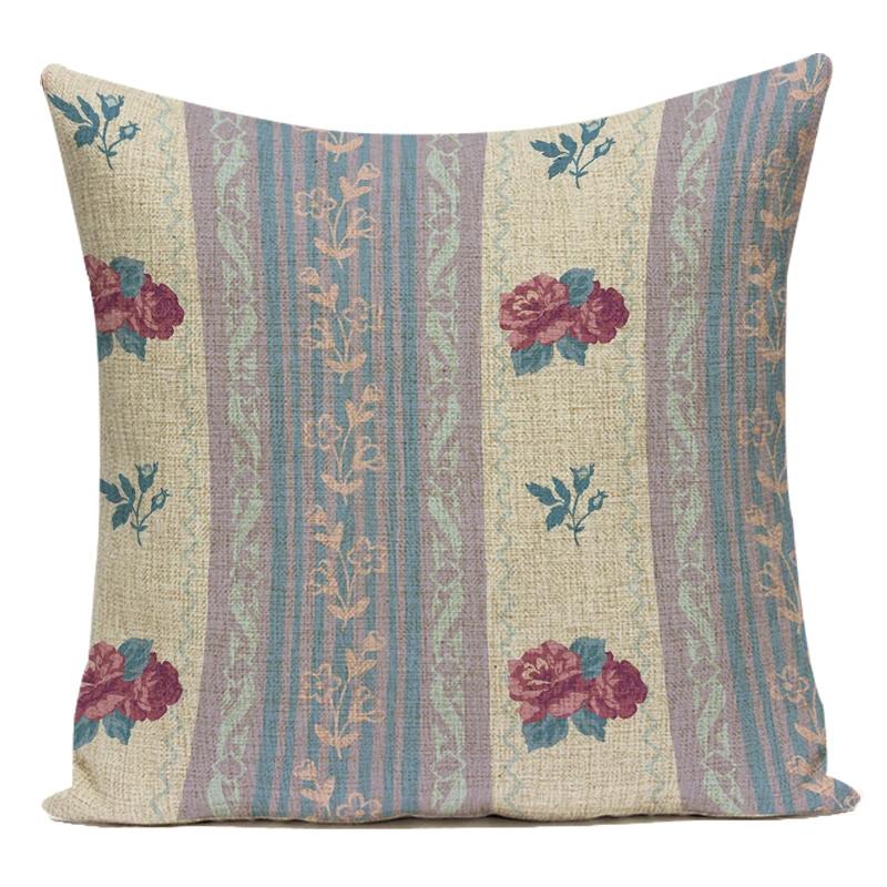 Vintage Style Flower Floral Polyester Decorative Pillow Cover Sofa Cushion Cover for Living Room Capa De Almofadas Pillowcase