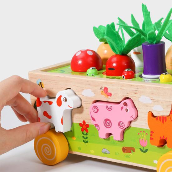 1 sada autíček ve tvaru farmy Sada dřevěných zvířátek Multifunkční párovací párovací bloky pro batolata