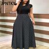 JPNTKY Floral Print Patchwork Short Sleeve Bohemian Dress Women Summer O-Neck Big Swing Long Dresses