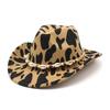 Top Hat Men'S And Women'S Double-Sided Color Matching Cow Pattern Woolen Flat-Brimmed Big Eave Hat Jazz Hat Stage Felt Hat