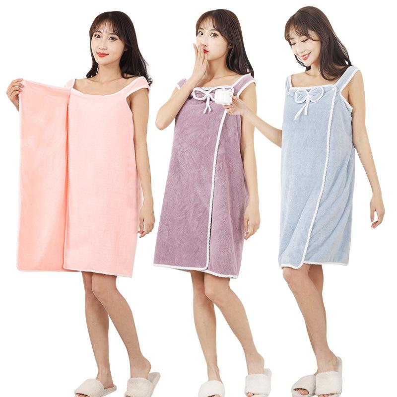 Coral Fleece Bath Skirt Women's Suspenders Can Be Worn Bath Towels Beach Towels