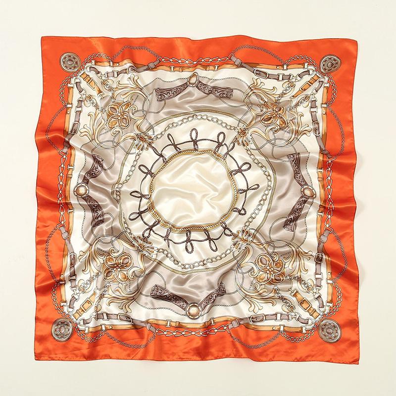 90x90CM Square Scarf New Luxury Design Popular Silk Style The Four Seasons Scarves Women Sunscreen Beach Kerchief Hijab