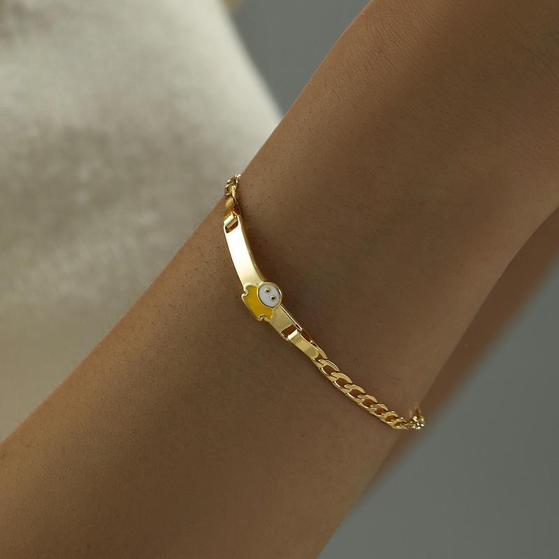 

Модный геометрический браслет-цепочка с мультяшным персонажем золотой