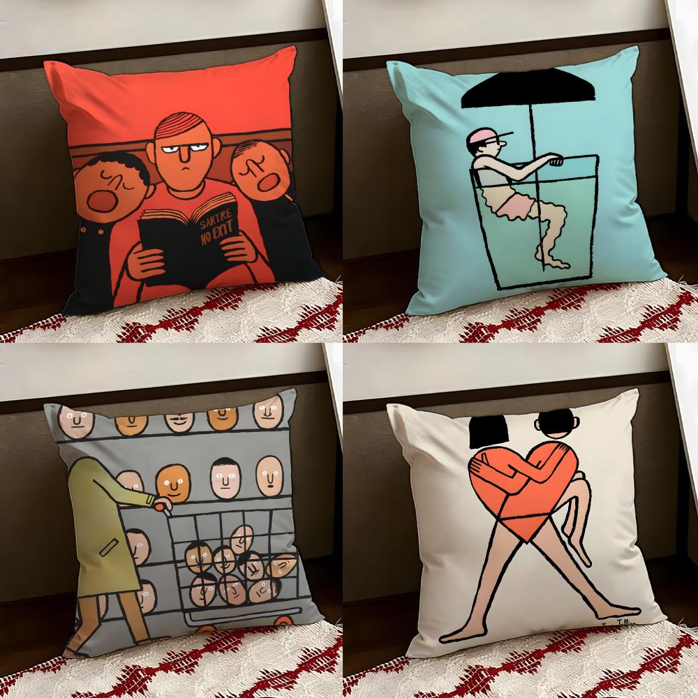 Aesthetic Art JJeanJullien Cushion Cover Reversible Soft Durable Pillow Cover Home Car MultiScene Use for Daily Comfort
