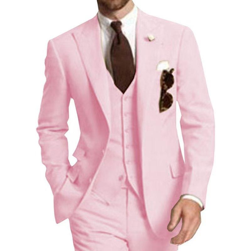 3dílné pánské obleky Slim Fit oblek Formální Business Ženich Oblečení Svatba Tuxeda Blejzr Bunda Vesta Kalhoty Set Kostým Homme Vzít se