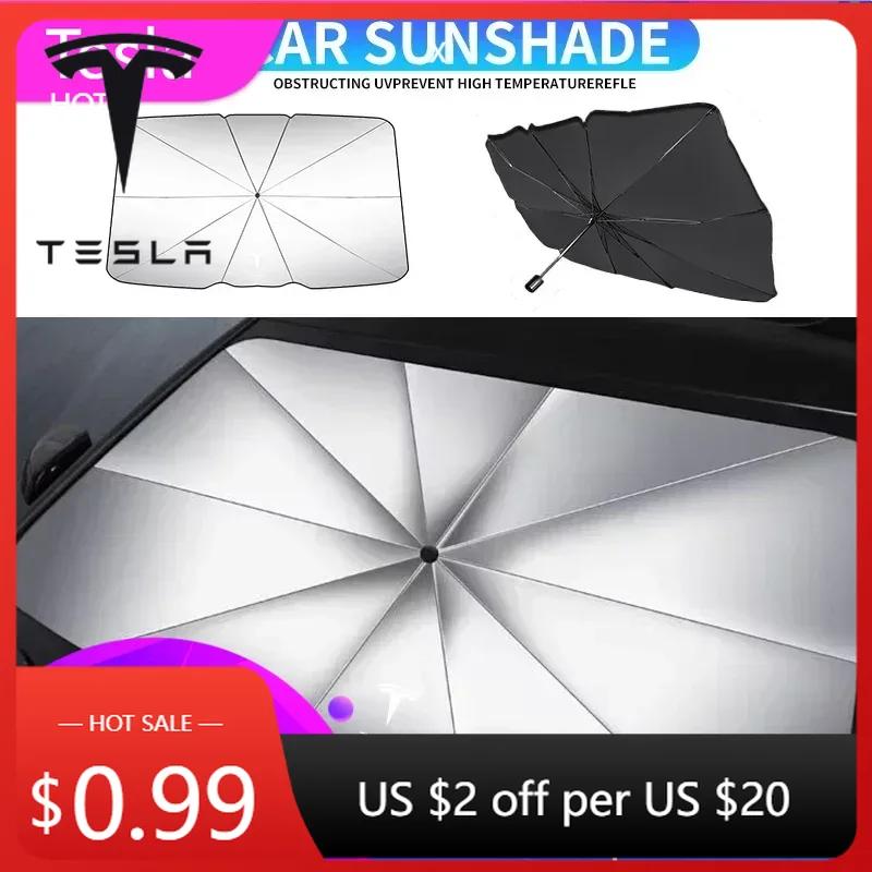 Naklejka Samochodowa 2025 Nowa Osłona Przeciwsłoneczna na Szybę Czołową Osłona Przeciwsłoneczna Akcesoria Samochodowe Do Tesla Model 3 S X Y Styl Roadster Inva