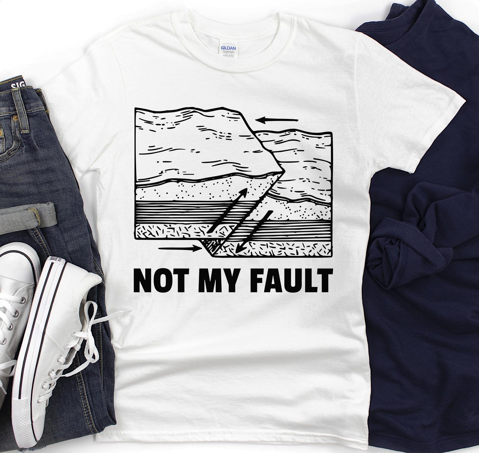 Not My Fault geology pun T-Shirt | Funny Geologist Shirt S