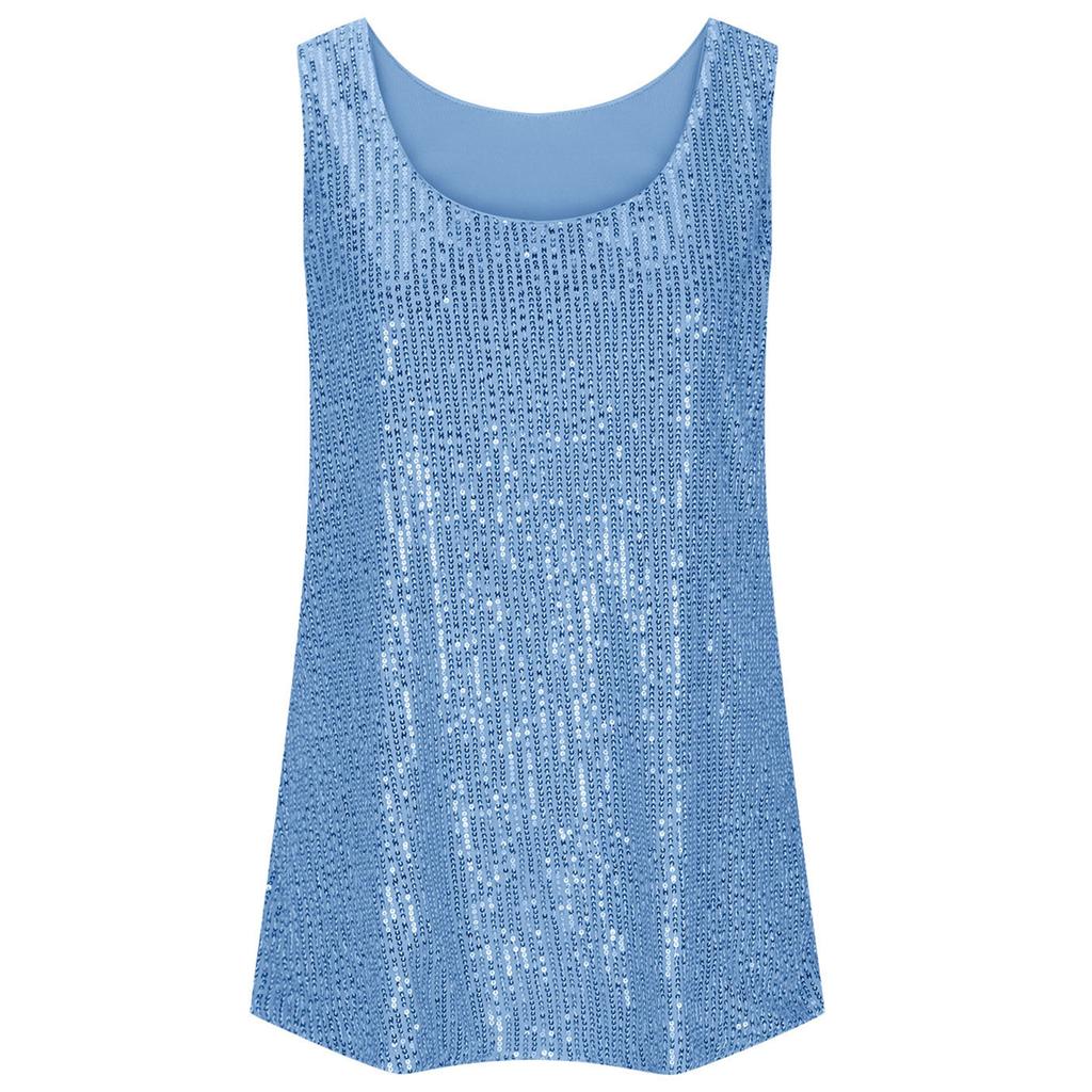 Ärmelloses Damen Camisole-Westchen mit Glitzer Pailletten Tanktops