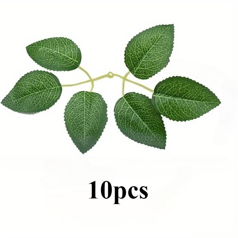 

10/20pcs Simulated Hexagonal Silk Screen Rose Leaves, Rose Leaves Artificial Green Fake DIY Wedding Bouquet Center Decoration