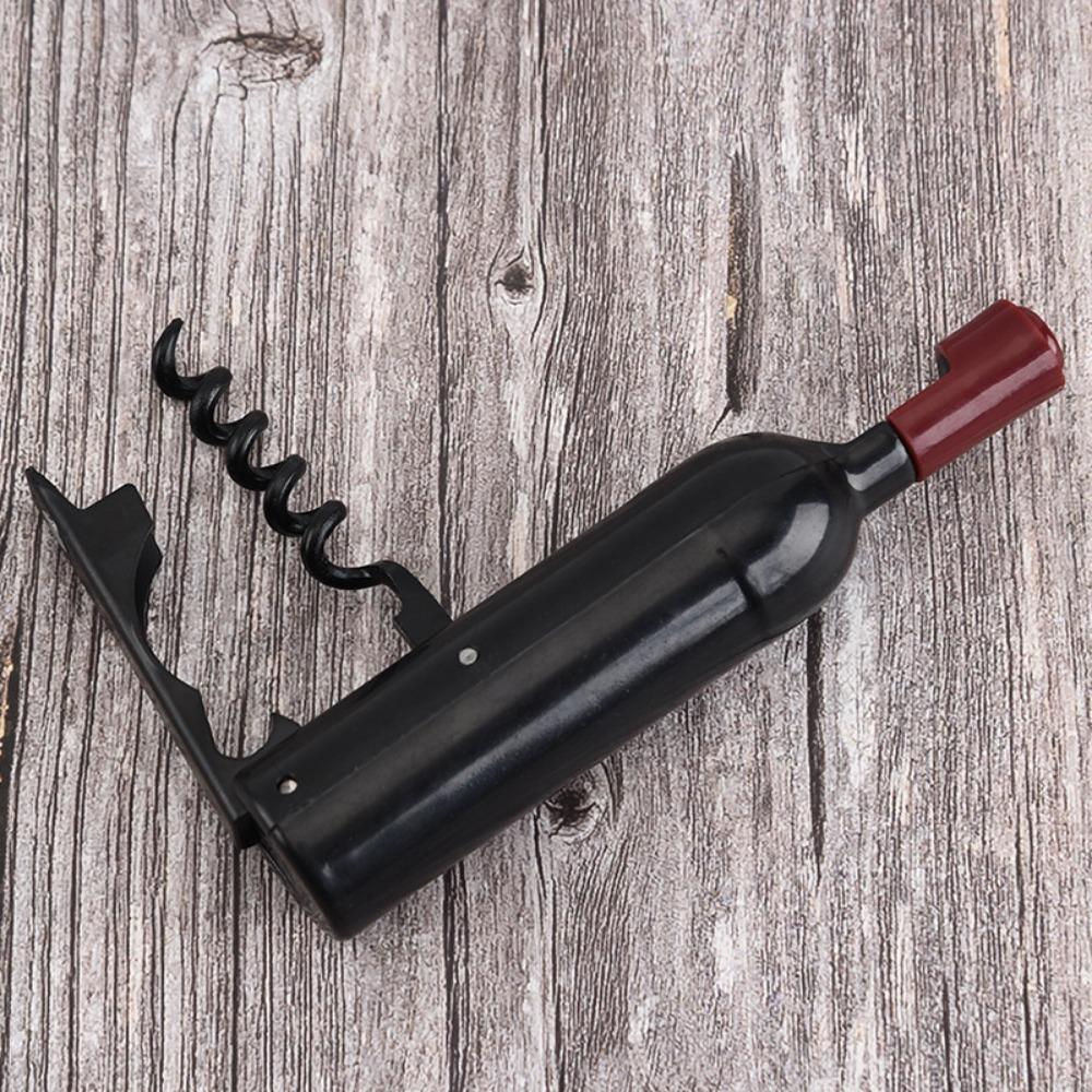 Wine Bottle Shaped Bottle Opener Plastic Champagne Corkscrew Creative Refrigerator Magnet Party
