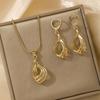 European-American Chic Peach Heart Necklace & Earring Set - Versatile Light Luxury Jewelry