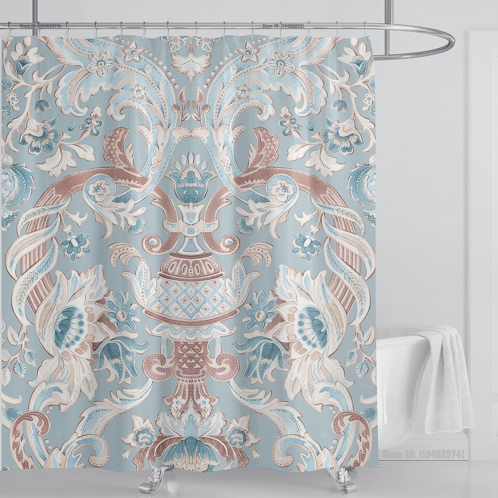 Boho Luxury Floral modern Shower Curtain flower printing Waterproof Polyester Bathroom Curtain with Hooks Bathtub Screen