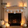 Ghost Halloween Garland 2 Pcs 7.5FT Garland, Felt Pumpkin Bat Skull with Banner Decoration Wood Beads, Party Hanging for Fireplace Doorway Indoor
