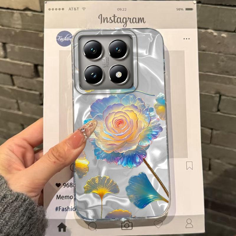 Bamboo Leaf Flower Women Girls Water Texture Case For Xiaomi 14T 13T Pro 14Tpro 11 Lite 5G NE Shockproof Bumper Fundas Cover