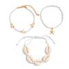 PuRui Bohemia CCB Beads Acrylic 3Pcs/Set Adjustable Anklets for Women Ethnic Summer Ocean Beach Star Conch Pendant Zircon Gift