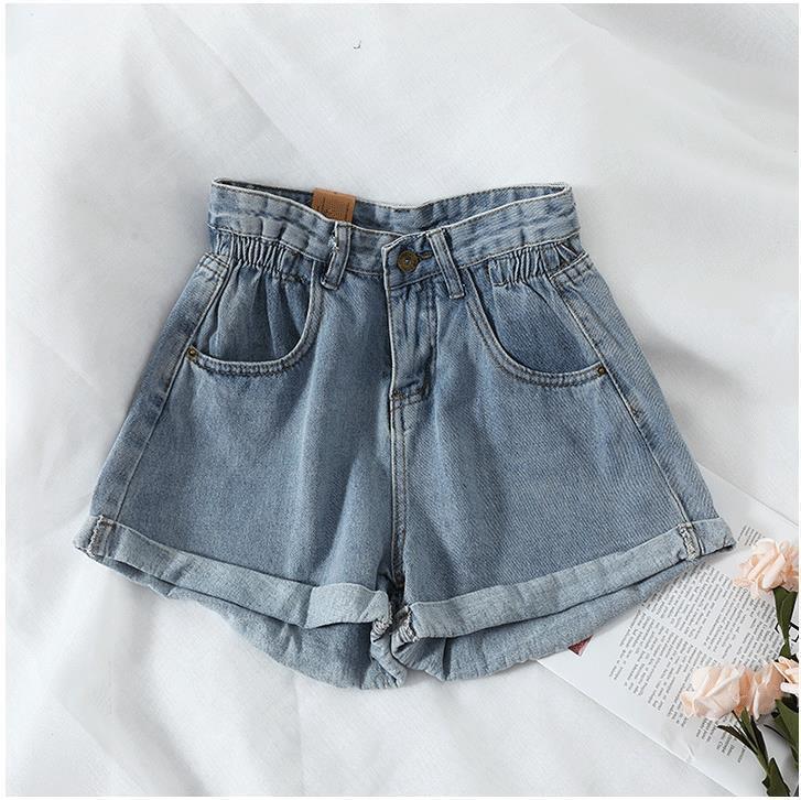 High-waisted Loose Hong Kong-style Retro Wide-leg Pants Denim Shorts Women s Summer All-match Curling Casual Hot Pants Women s Clothing S