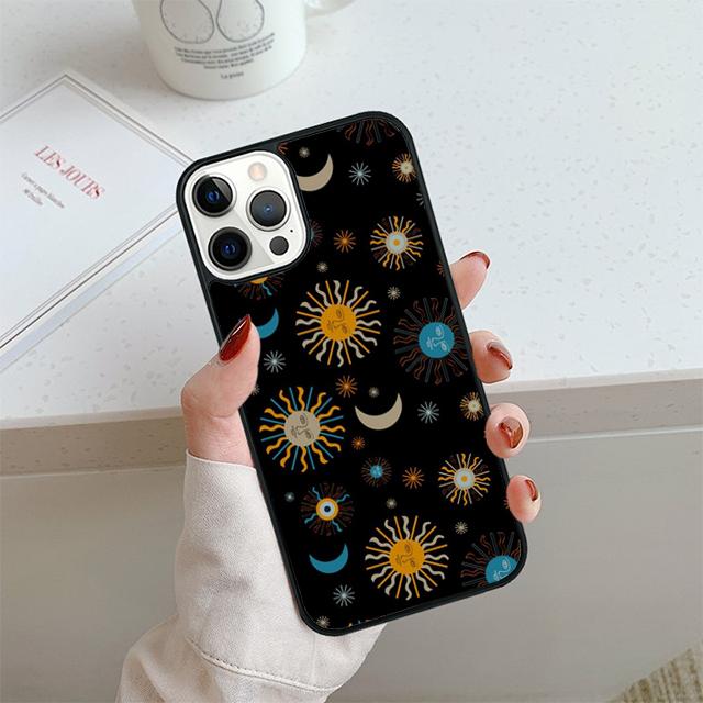 Vintage Moon and Sun Stars Phone Case For iPhone 17 Air 13 12 14 15 16  Cover For Apple Pro Max 6S Plus Coque